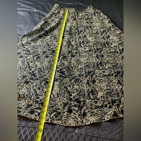 Vintage Doncaster Silk Midi Skirt Black Gold Abstract - Picture 9 of 9